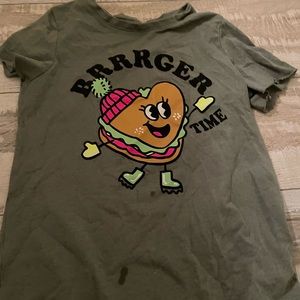 Olive green “brrrger shirt” size XL 14-16